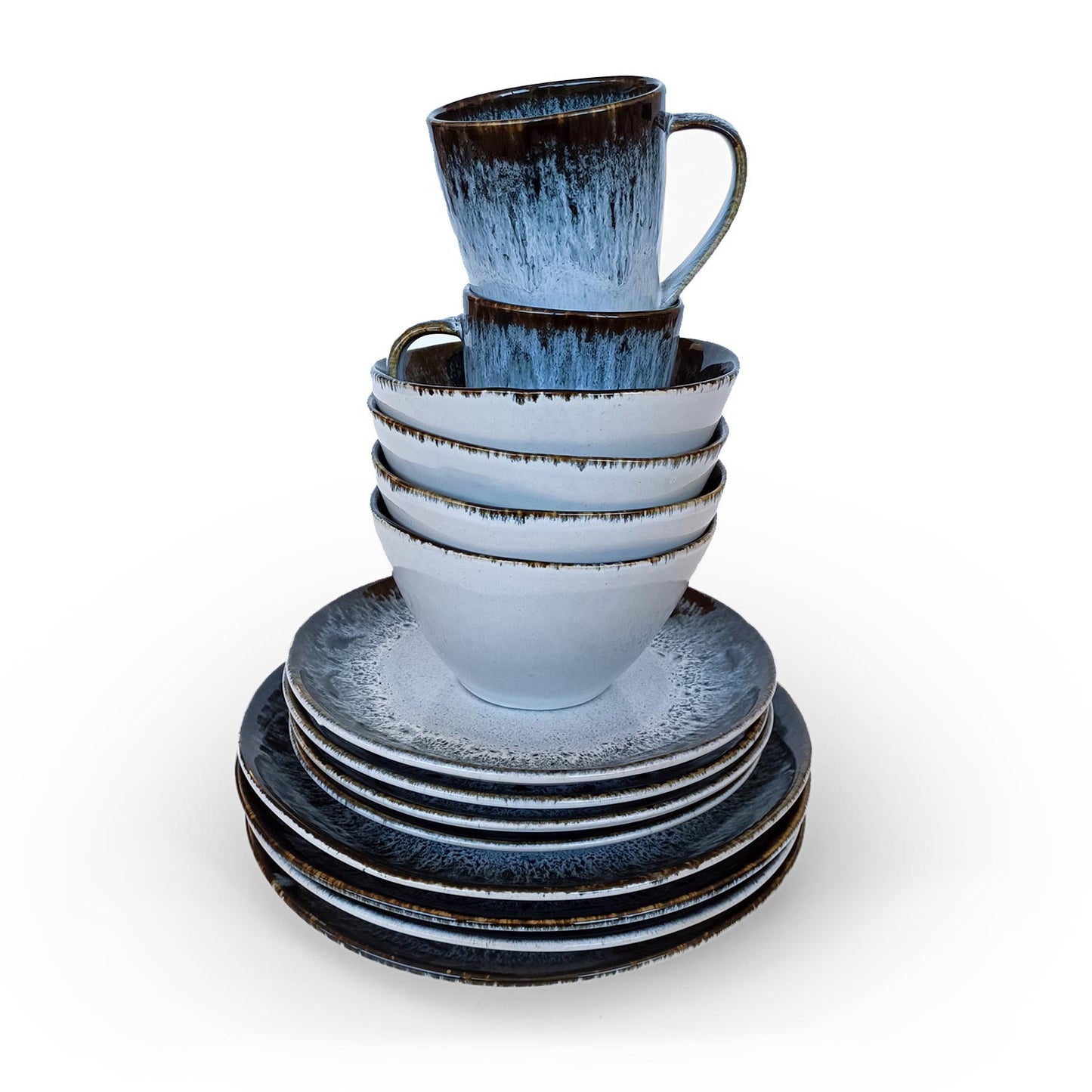 White & Blue Base Dinnerware Set