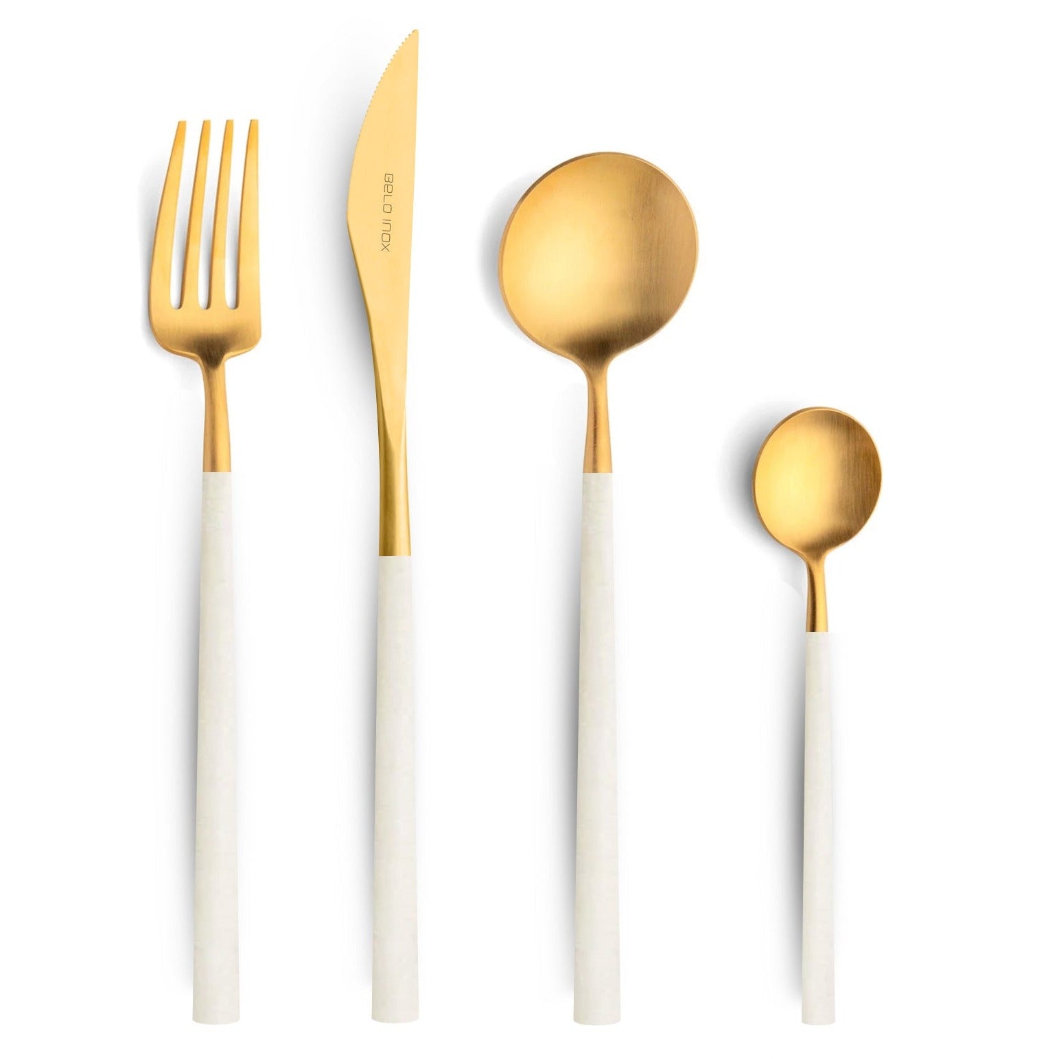 Neo Classic White • Gold Plastic Cutlery Set
