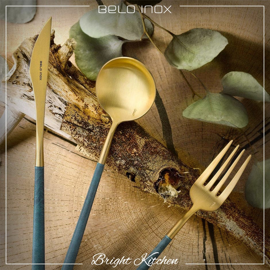 Belo Inox Neo Green Gold Cutlery Set