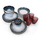 White & Blue Classic Dinnerware Set w/ Pink Cups