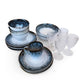 White & Blue Classic Dinnerware Set w/ Colorless Goblets