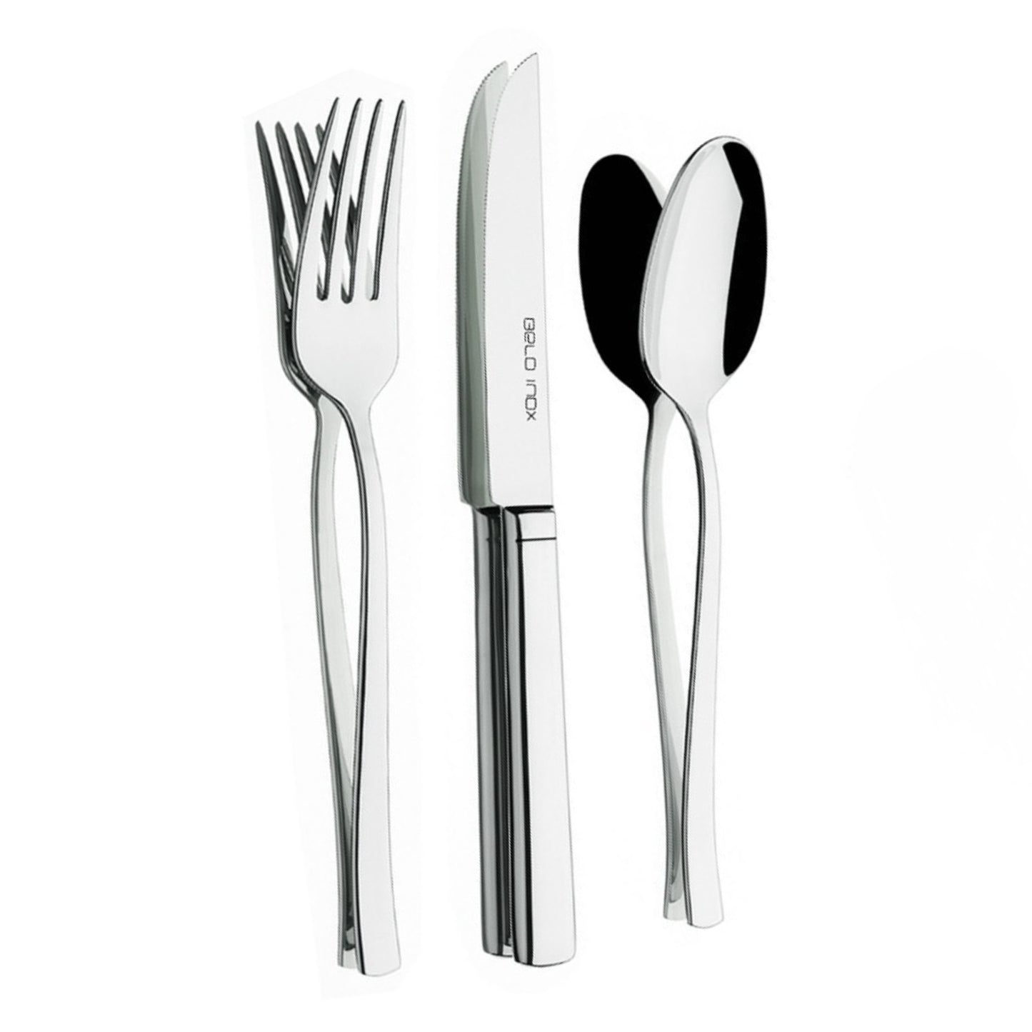 Belo Inox 12  cutlery set —  knife, fork, and spoon on a white background.