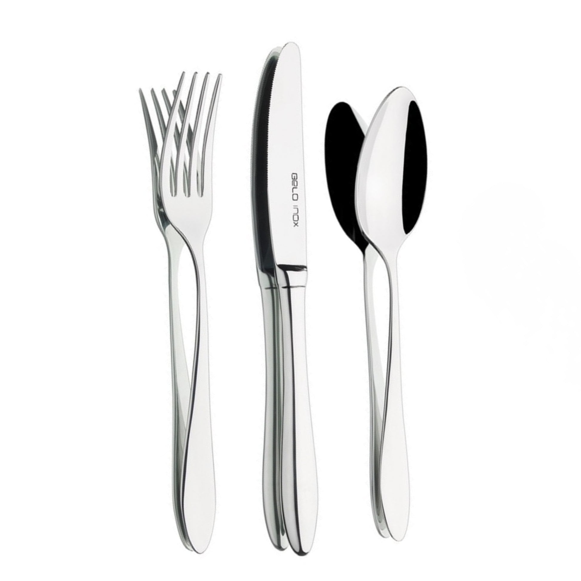 Belo Inox Belo 6 stainless steel cutlery set featuring knife, fork and spoon in polished 18/10 steel