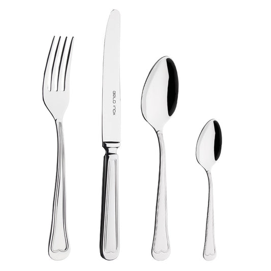 Belo Inox LISBOA stainless steel cutlery set including knife, fork, spoon and teaspoon, featuring classic rounded handles and mirror-polished finish made in Portugal.