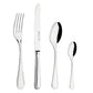 Belo Inox MALAGA stainless steel cutlery set including knife, fork, spoon and teaspoon, with classic rounded handles and polished mirror finish made in Portugal.
