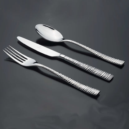 Bright Kitchen Rhythm Cutlery Set in polished stainless steel with textured handles
