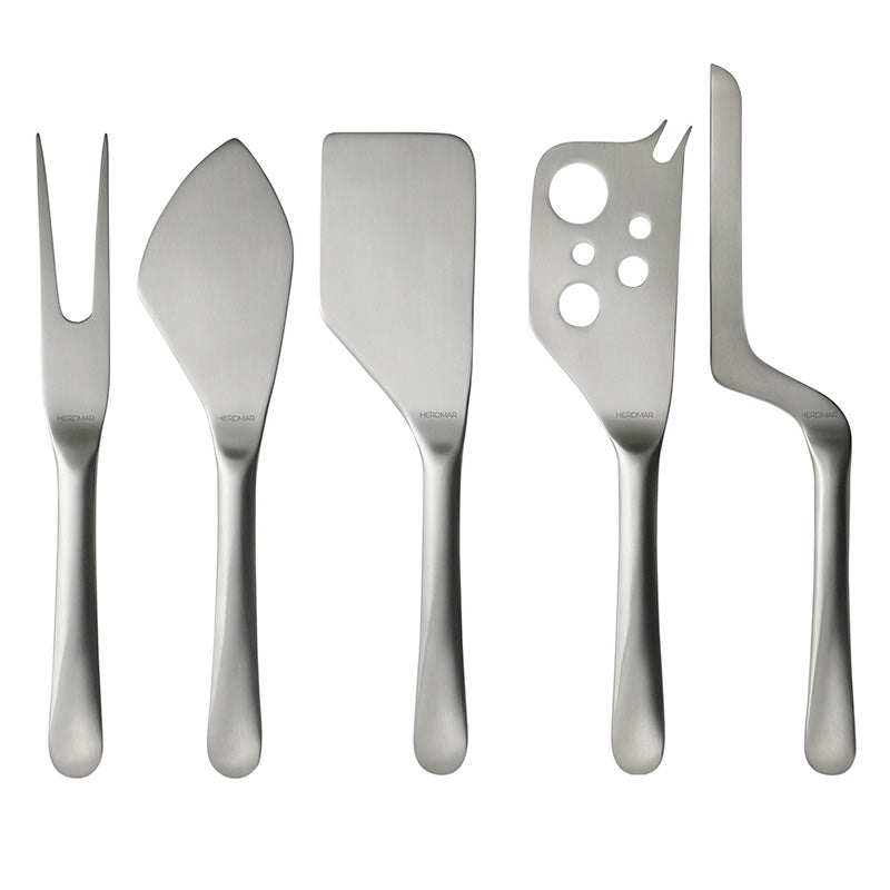 Herdmar MUH Cheese Set – five stainless steel cheese knives made in Portugal, designed for cutting, serving and tasting a variety of cheeses.
