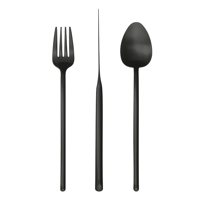 Herdmar Stick Matte Black cutlery set in 18/10 stainless steel – modern minimalist flatware with matte finish, crafted in Portugal