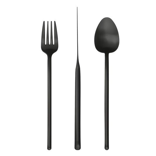 Herdmar Stick Matte Black cutlery set in 18/10 stainless steel – modern minimalist flatware with matte finish, crafted in Portugal
