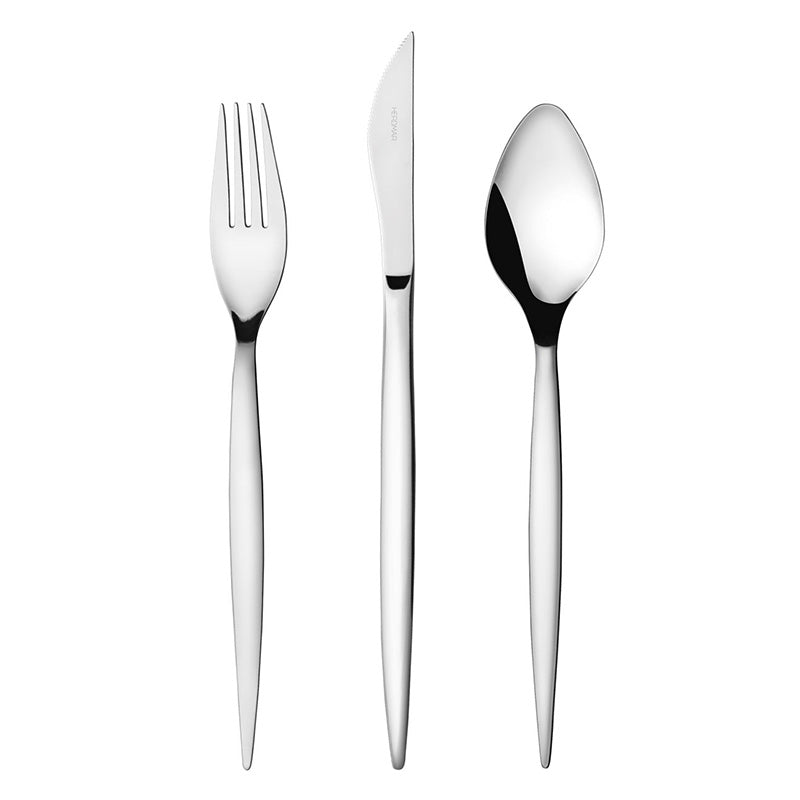 Herdmar Tiffany cutlery set – 18/10 stainless steel flatware with curved silhouette and mirror-polished finish, made in Portugal.