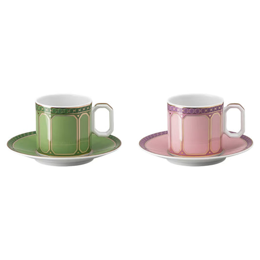 SIGNUM Fern + Rose Set 2 Espresso Cup and Saucer