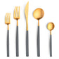 Belo Inox Neo Grey Full  Cutlery Set – 18/10 Stainless Steel, Brushed Gold Finish, Made in Portugal