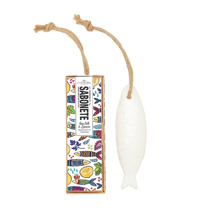 Castelbel Sardine 80g soap on a rope (+ scented bookmarker)