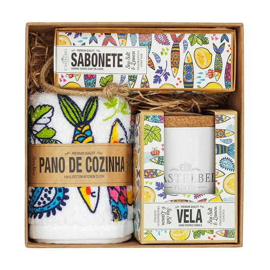 Castelbel Sardine Gift Set (soap+candle+kitchen cloth+bookmarker)