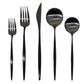 Belo Inox Spirit Black Brushed 5-piece cutlery set – stainless steel knife, fork, spoon, dessert spoon, and dessert fork with matte brushed finish, handcrafted in Portugal
