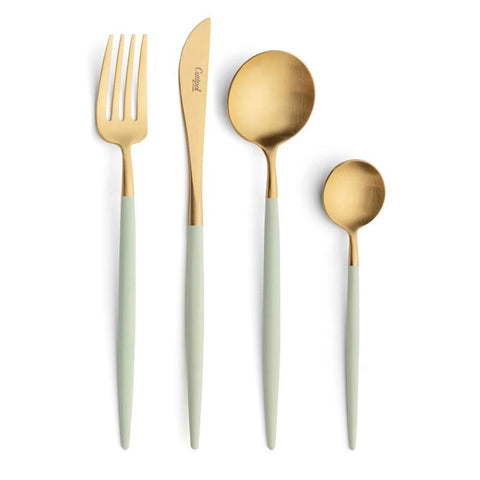 Cutipol Goa White Matte Brushed Gold-Plated Cutlery Collection