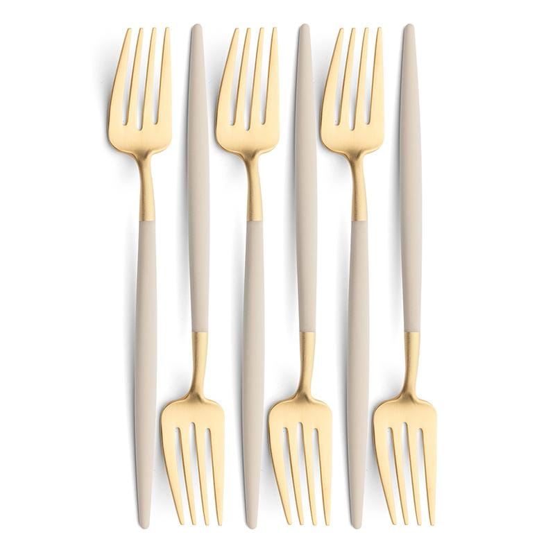 Cutipol Goa White Matte Brushed Gold-Plated Cutlery Collection