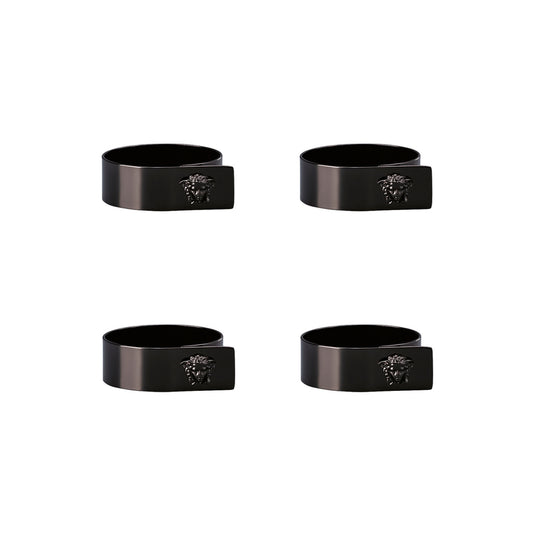 Set 4 Napkin Rings Medusa Black