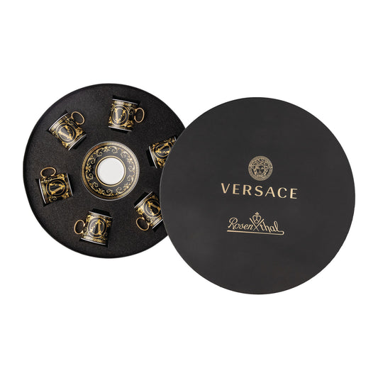 Set of 6 Espresso Cups & Saucers Virtus Gala Black