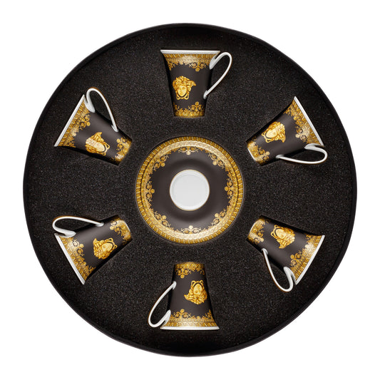 Set of 6 Espresso/Mocha Cups & Saucers I Love Baroque Nero