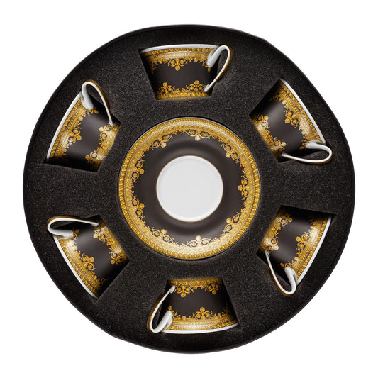 Set of 6 Tea Cups & Saucers I Love Baroque Nero