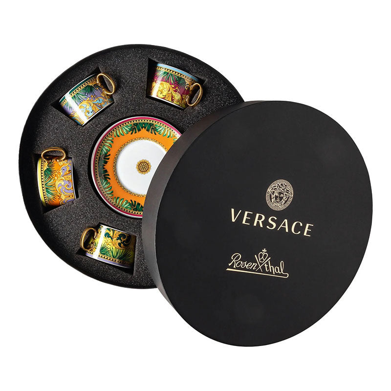 Versace Jungle Animalier Set With 6 Tea Cups & Saucers