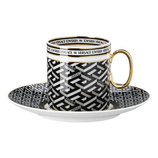 Versace La Greca Black Coffee Cup & Saucer