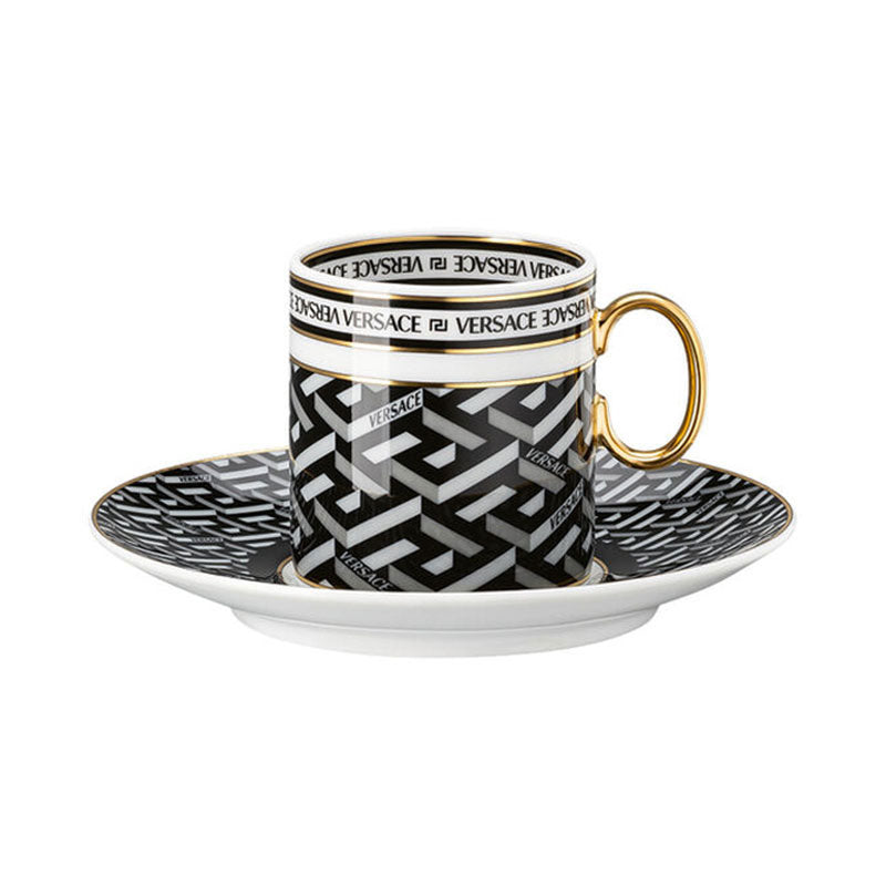 Versace La Greca Black Espresso cup & saucer
