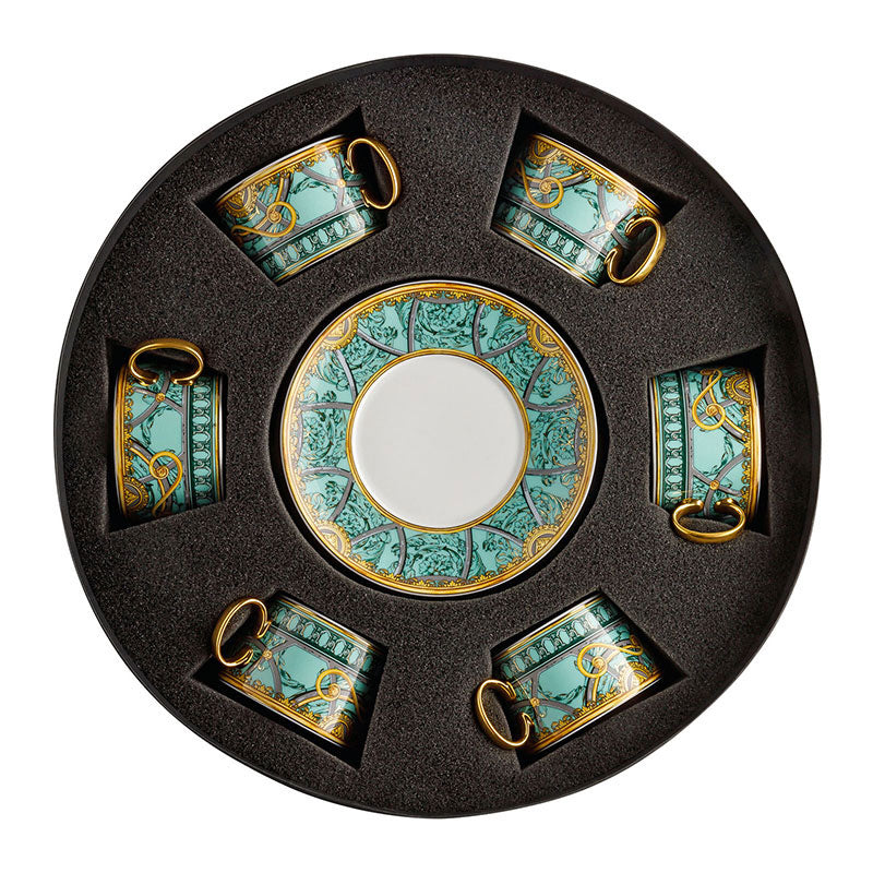 Versace La Scala Del Palazzo Set With 6 Tea Cups & Saucers