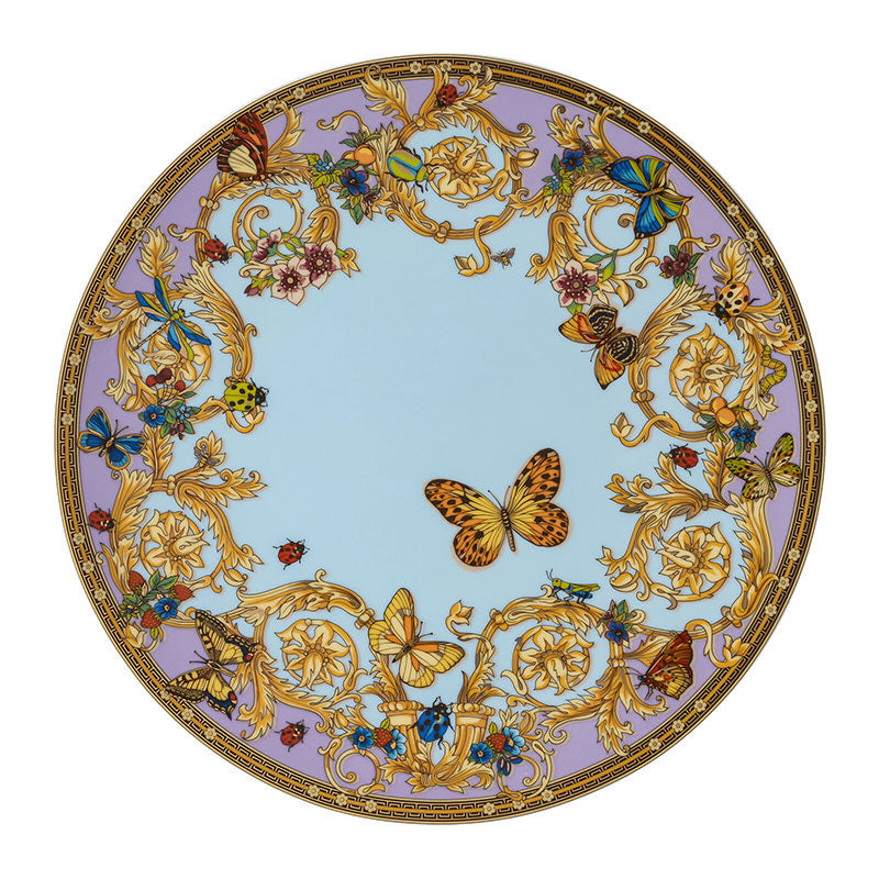Versace Le Jardin luxury porcelain charger plate 33 cm with butterfly motif and gold details