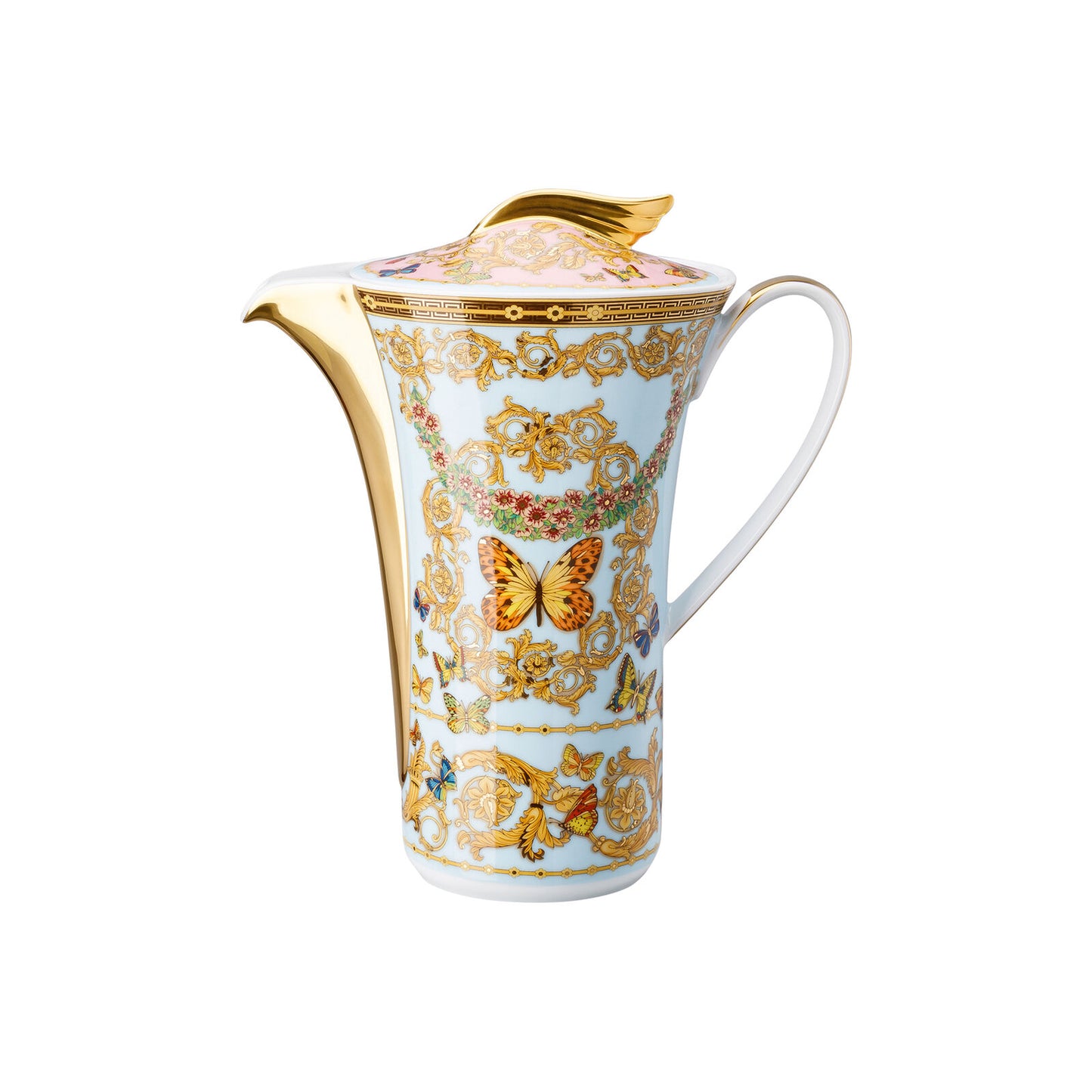 Versace Le Jardin porcelain coffee pot with floral design and gold detailing