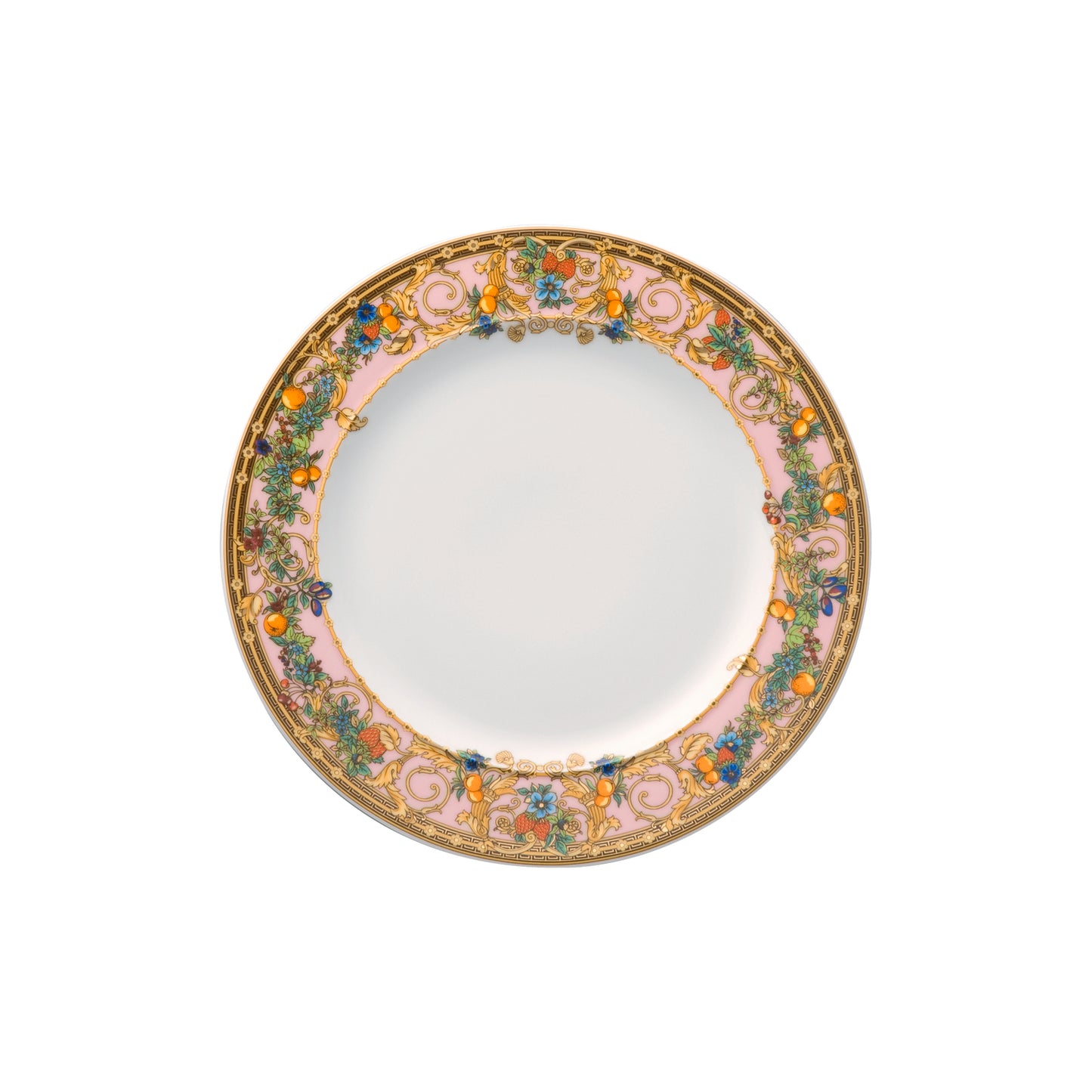 Versace Le Jardin porcelain dessert plate with floral design and gold detailing