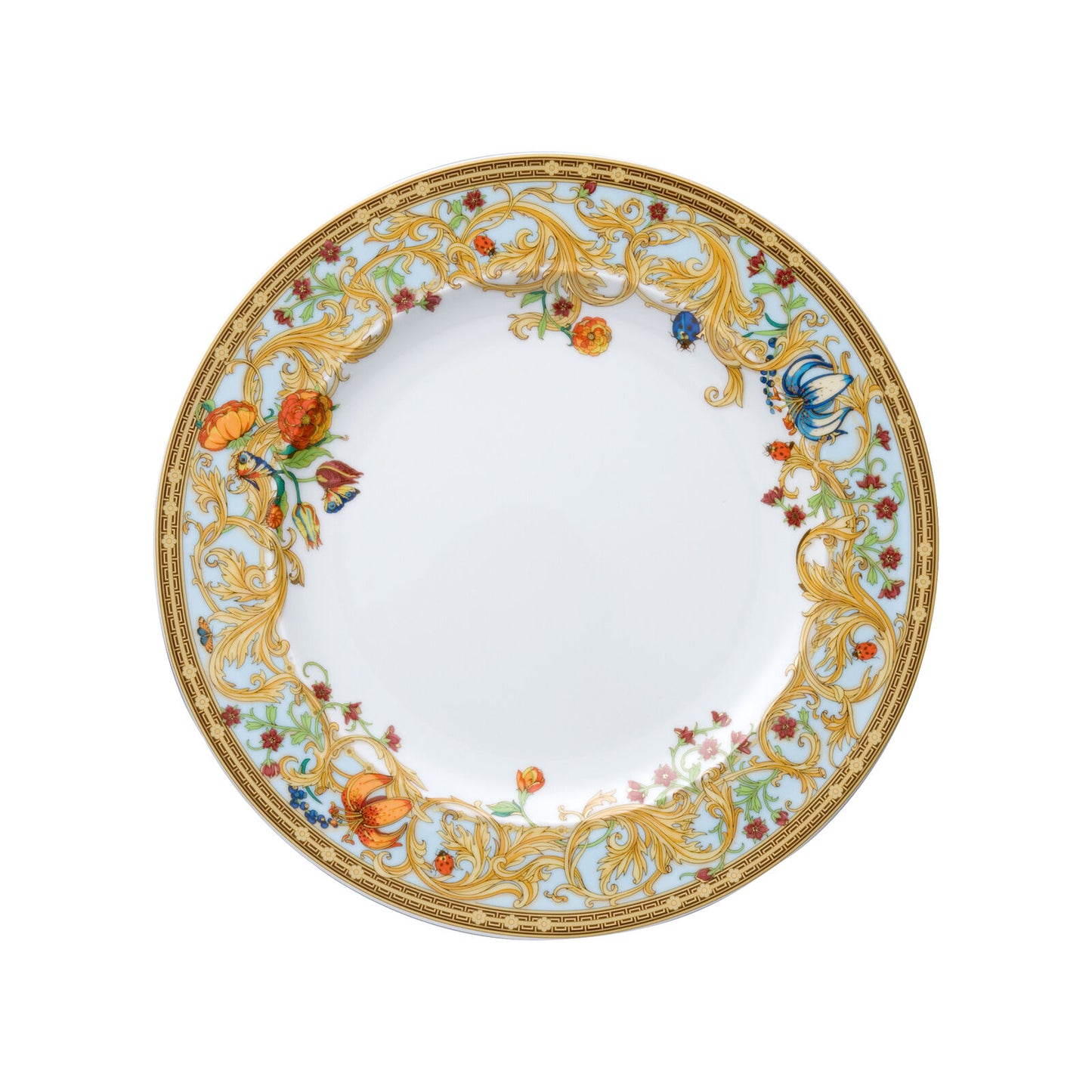 Versace Le Jardin porcelain dinner plate with floral design and gold detailing