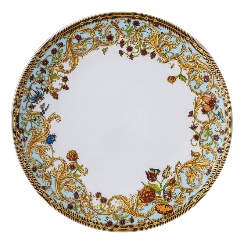 Versace Le Jardin luxury porcelain dinner plate 28 cm with ornate floral border and gold details