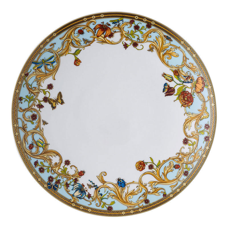 Versace Le Jardin luxury gourmet porcelain plate 28 cm with floral pattern and gold baroque details