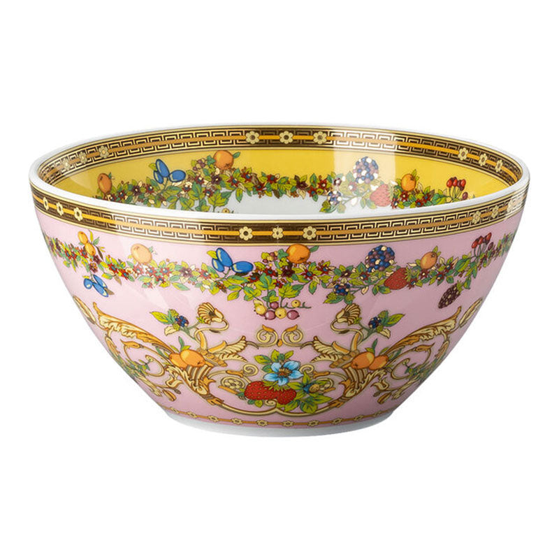 Versace Le Jardin luxury porcelain medium bowl 15 cm with floral and fruit motif and gold details