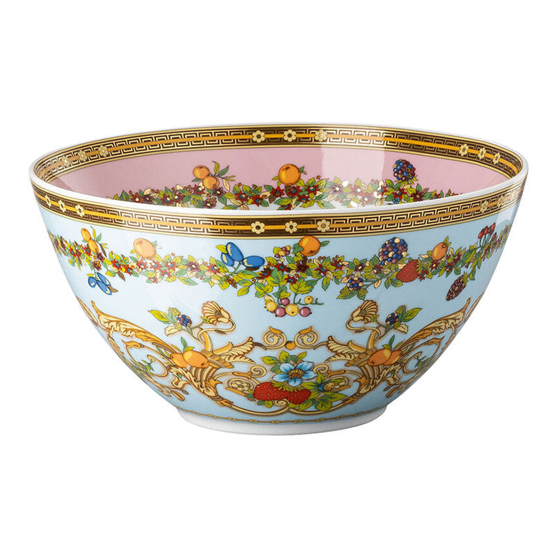 Versace Le Jardin luxury porcelain serving bowl 18 cm with floral and fruit motif and gold details