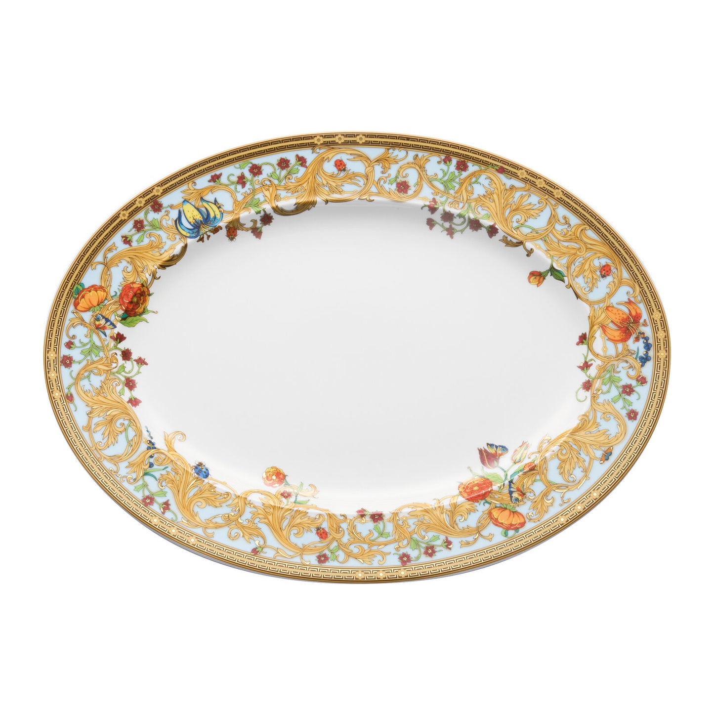 Versace Le Jardin porcelain serving platter with floral design and gold detailing