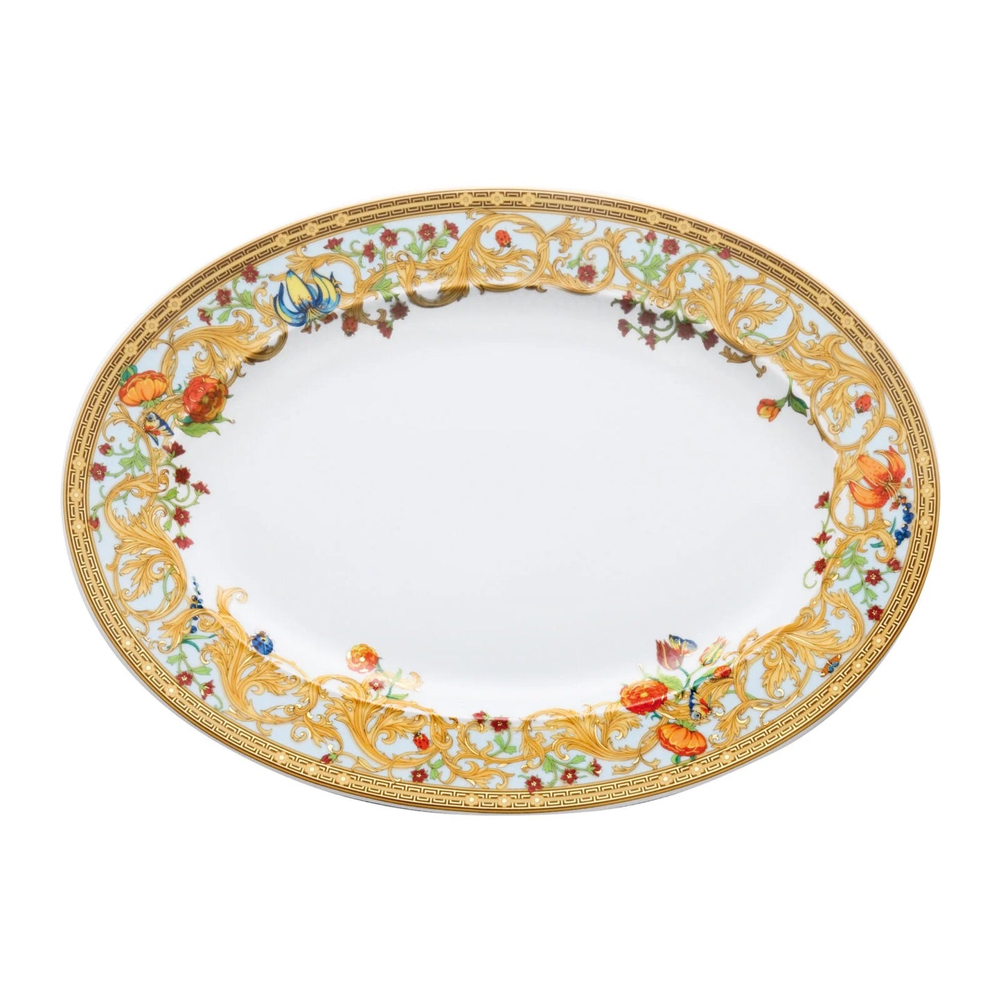 Versace Le Jardin porcelain serving platter with floral design and gold detailing
