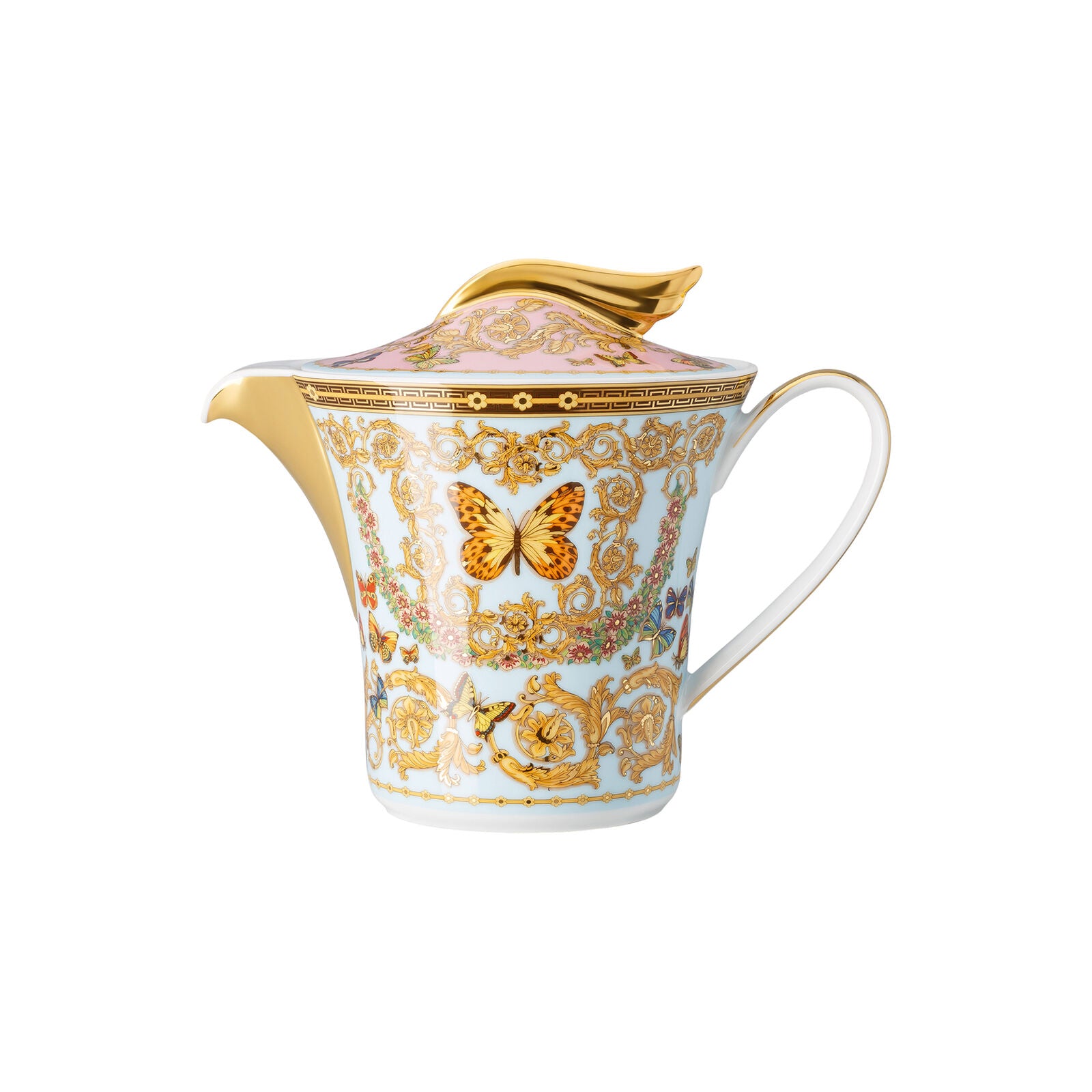 Versace Le Jardin porcelain tea pot with floral design and gold detailing