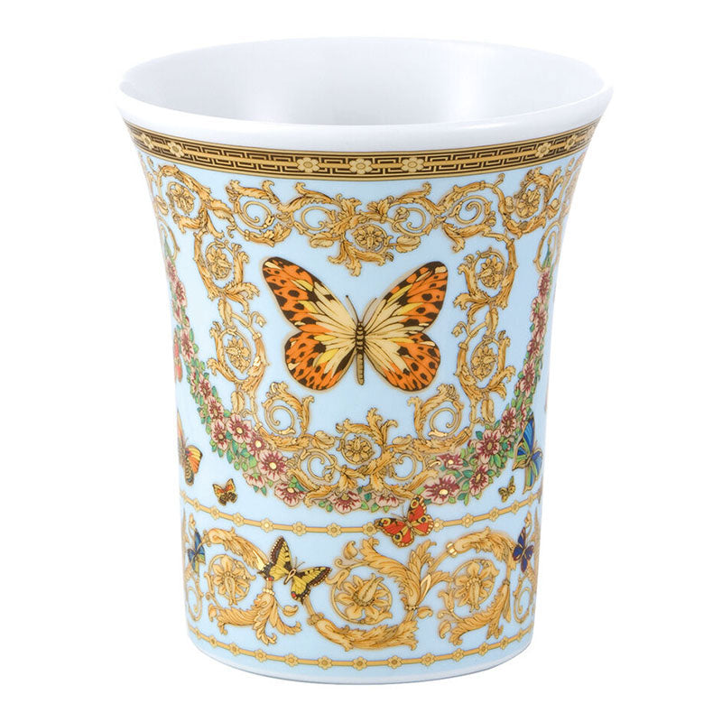 Versace Le Jardin decorative porcelain vase 18 cm with butterfly motif and ornate gold details