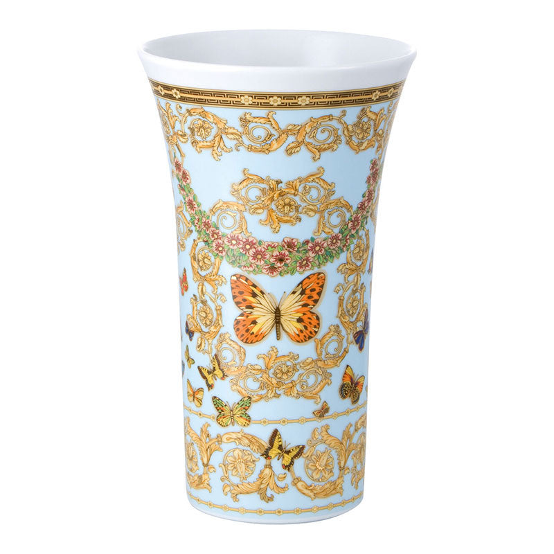 Versace Le Jardin decorative porcelain vase 26 cm with butterfly motif and ornate gold details