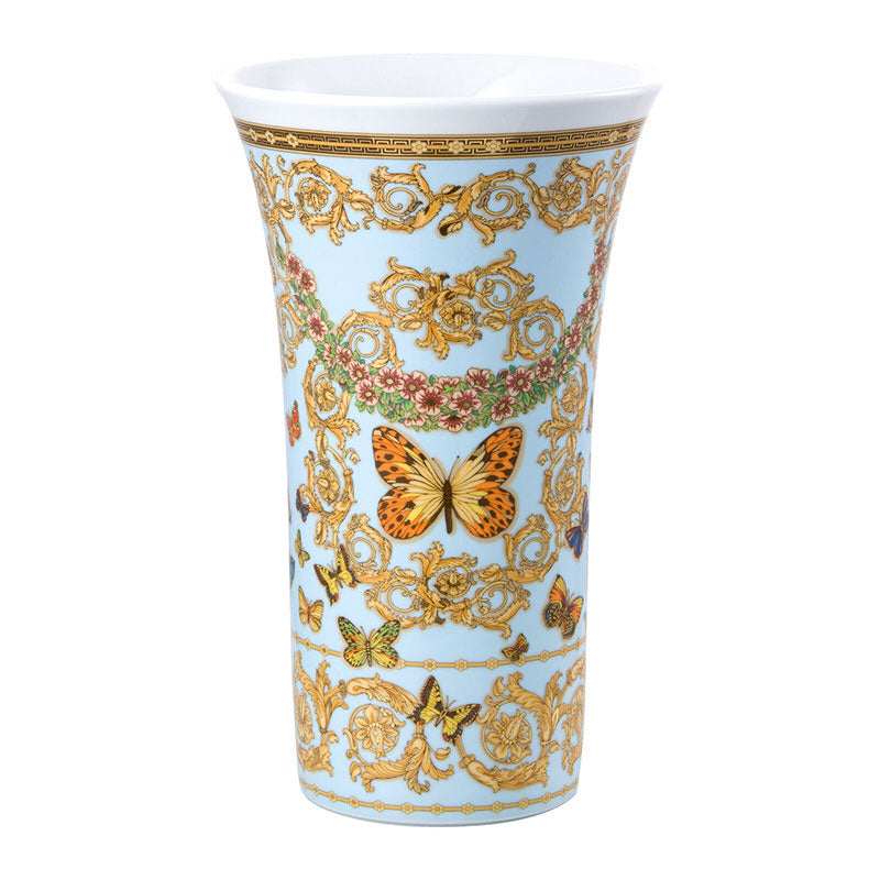 Versace Le Jardin tall decorative porcelain vase 34 cm with butterfly motif and gold details