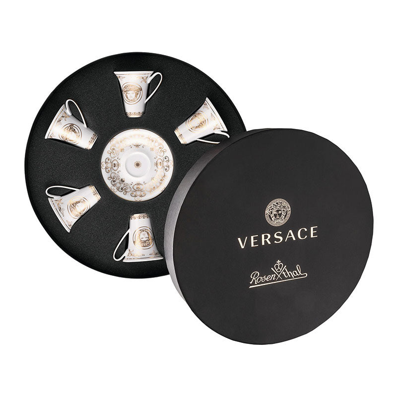 Versace Medusa Gala Set With 6 Espresso Cups & Saucers