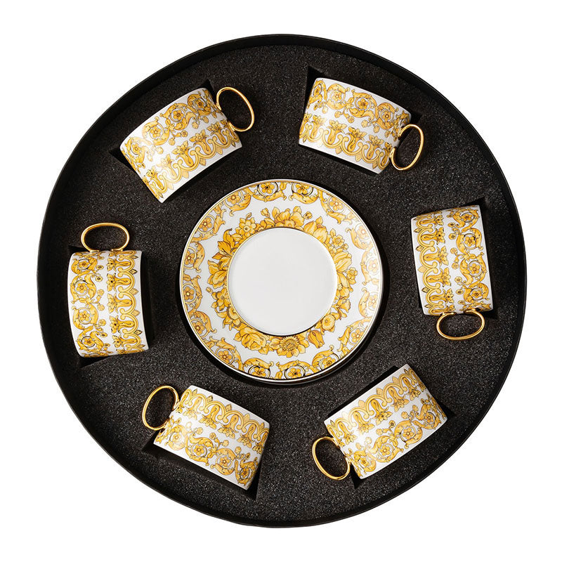Versace Medusa Rhapsody Set With 6 Tea Cups & Saucers