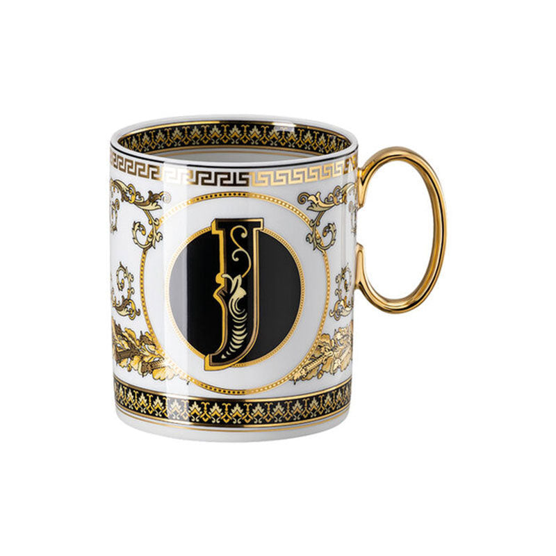 Versace Virtus Alphabet Mug with Handle Virtus Alphabet J