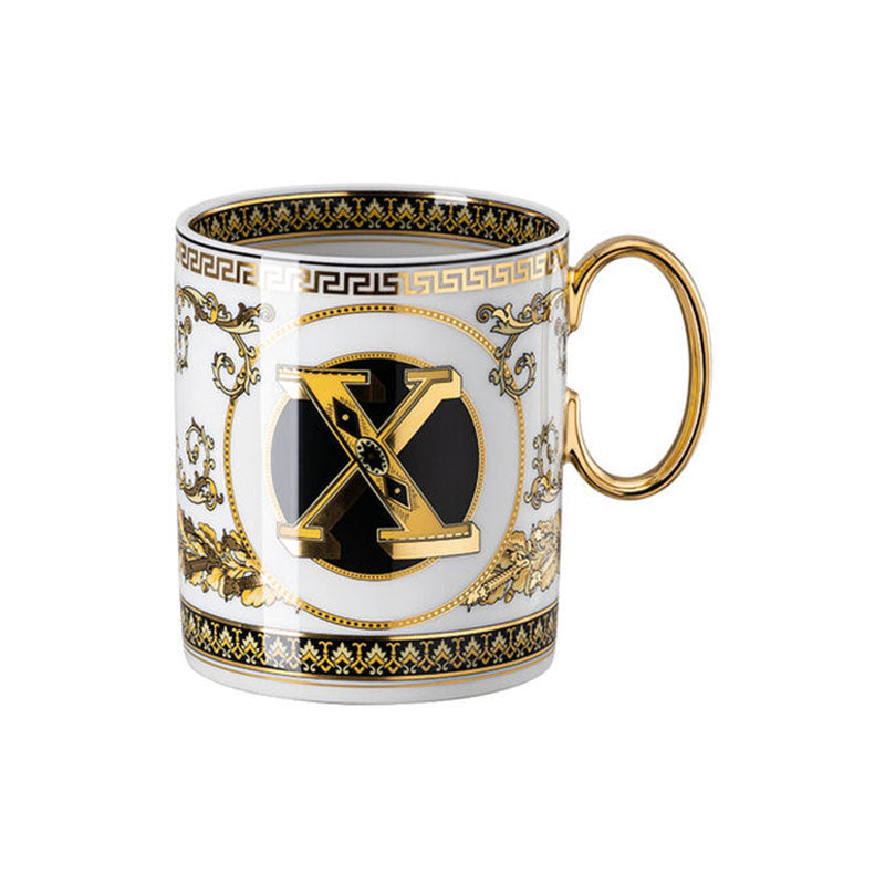 Versace Virtus Alphabet Mug with Handle Virtus Alphabet X